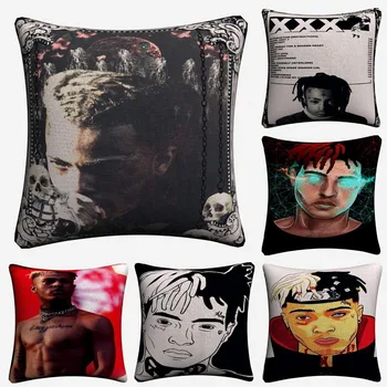

Xxxtentacion Hiphop Rapper Artwork Soft Cotton Linen Cushion Covers 45x45cm Classic Pillowcase For Sofa Home Decoration Almofada