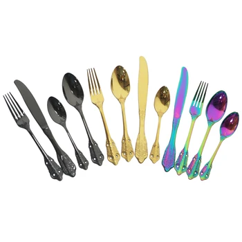 

8Pcs/set Black Mirror Cutlery Set 304 Stainless Steel Dinnerware Set Knife Fork Spoon Dinner Set Kitchen Flatware Tableware Set