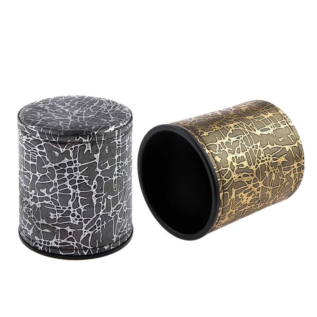 2PCS Dice Cup Roleplaying Party Games Accessories KTV Bar Nightclub Game Accessory PU Leather Dice Cup Sliver& Gold