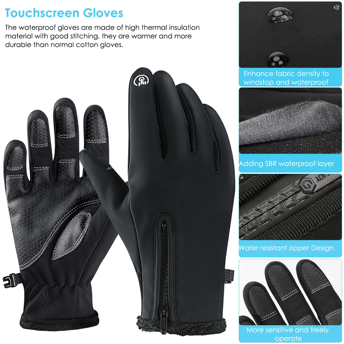 Qualidade neoprene inverno luvas onductive tela à