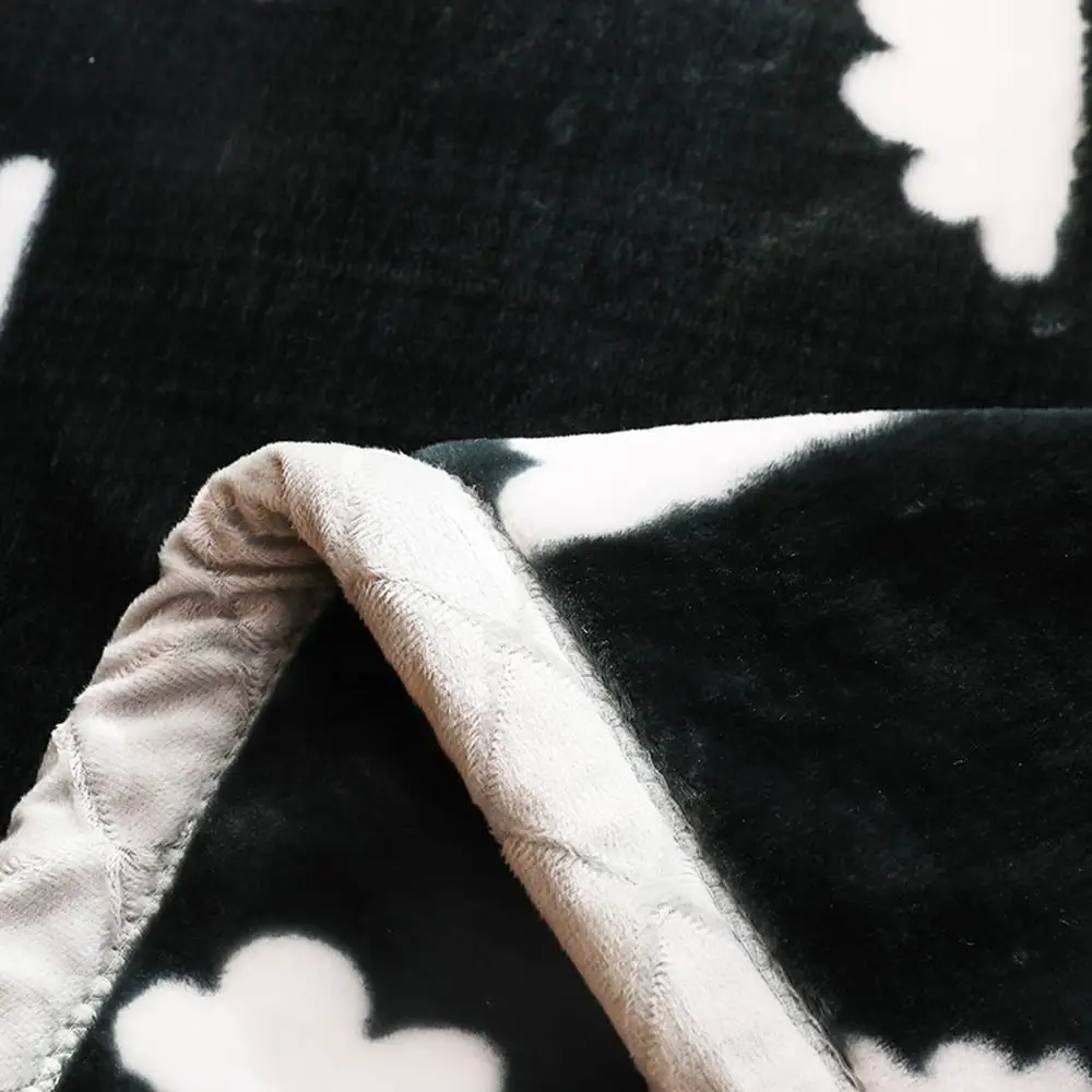 2019 модные белые облака черные двухсторонние зимние толстые рашелевые Одеяла Твин Полный Размер Королева простыня полиэстер белье