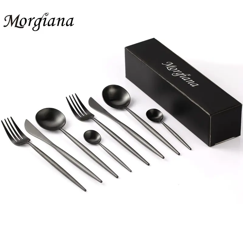 Morgiana набор столовых приборов с черным стейком и фруктами, домашняя Свадебная посуда из нержавеющей стали, набор столовых приборов, вилка, ложка, нож