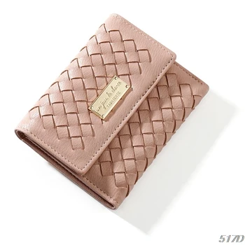 

Women Woven PU Leather Wallet Bag Cash Certificate Card Case Photo Holder Purse 517D