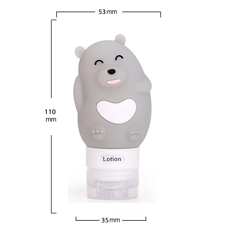 gray bear 1 шт. 38 мл 60 мл 80 мл Портативный Силиконовый многоразовый Пустой дорожный Упаковочный пресс для лосьона и шампуня косметические контейнеры - Цвет: gray bear