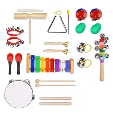 Горячие дети музыкальные инструменты тамборин барабанный набор 13 шт. ксилофон ударная игрушка с сумкой для переноски раннего музыкального образовательного инструмента