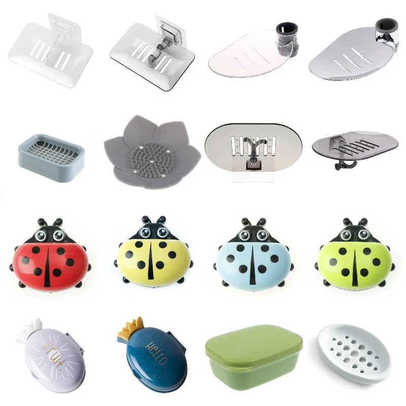 1pc Soap Tray Travel Soap Container Portable Plastic Travel Soap Box Leachable Interlayer Soap Dish For Bathroom