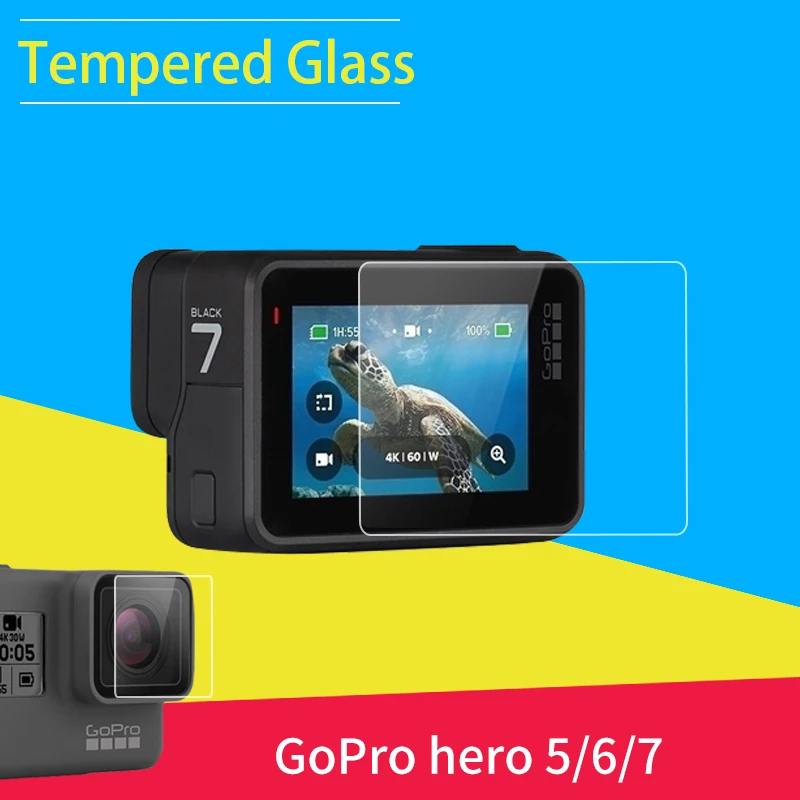 Защитное закаленное стекло для камеры чехол GoPro Hero 5/6/7 Hero5 Hero6 Hero7 черная