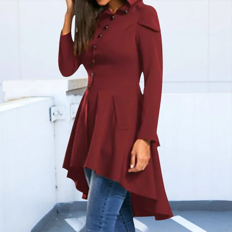 AliExpress, стиль, весна и осень, женское платье, модное, повседневное, длинный рукав, ласточкин хвост, средней длины, пальто с капюшоном