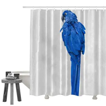 

Bathroom Shower Curtain, parrot-4238223 Fabric Waterproof Bath Curtain Set with Hooks Machine Washable