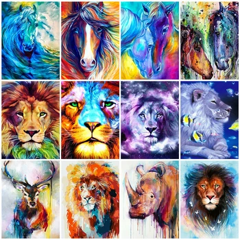 

HUACAN Paint By Number Animal Drawing On Canvas Hand Painted Painting Lion Art Gift DIY Pictures By Numbers Kits Home Decor