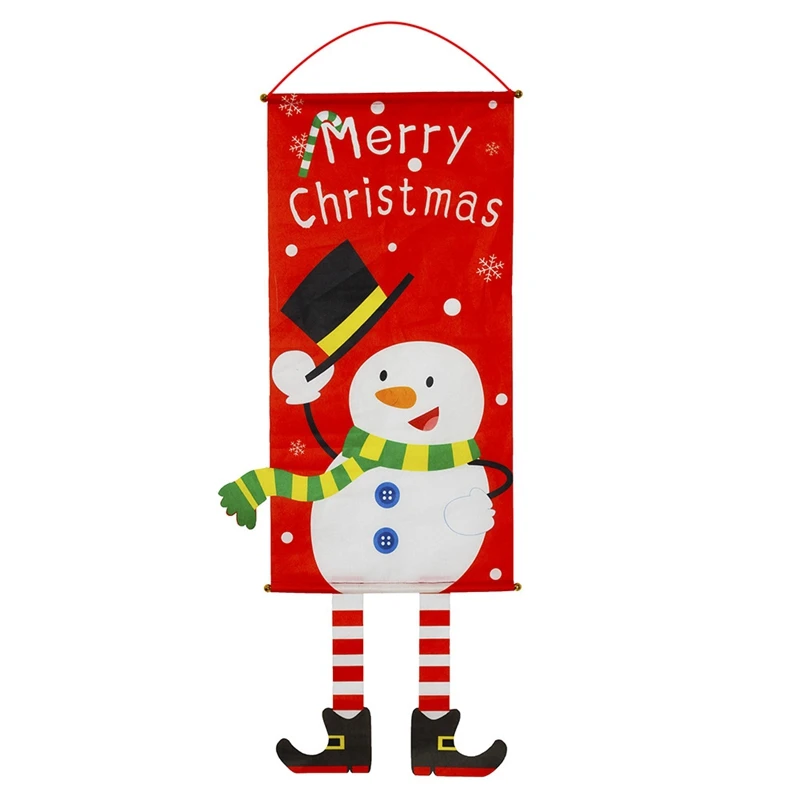 3 шт. Рождественский Снеговик Лось Санта Клаус Ткань Висячие Флаг рождественские украшения для дома рождественские украшения баннеры зеленый