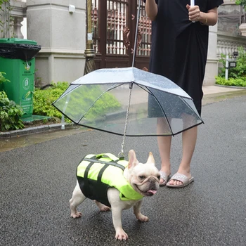 

Teddy Bears Umbrella Raincoat Small Dog Transparent PE Pet Umbrella Rain Gear with Dog Leads waterproof in Rain Snowing
