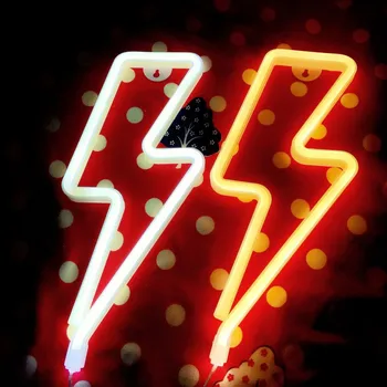 

New LED Neon Sign Lightning Shaped USB Battery Operated Night Light Decorative Table Lamp For Home Party Living Room decoratio
