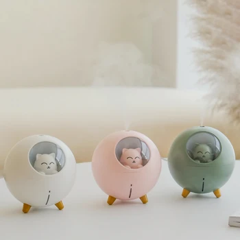 

220ml Planet Cat Ultrasonic Air Humidifier Cool Mist Essential Oil Diffuser Air Fresher LED Lamp USB Diffusers