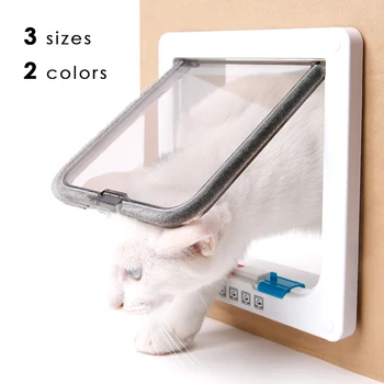 

Cat ABS Plastic Gate Door Kit Small Dog Free access Door Pet Supplies Pet Kitten Flap Door with 4 Way Security Lock Flap Door
