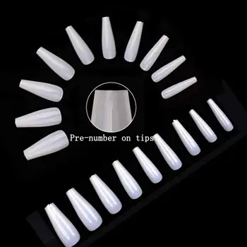 

KROFAUE 100Pcs/Box Artificial French Acrylic Nail Tips UV Gel Ultra Flexible Long Ballet Style Tips Fake Nail