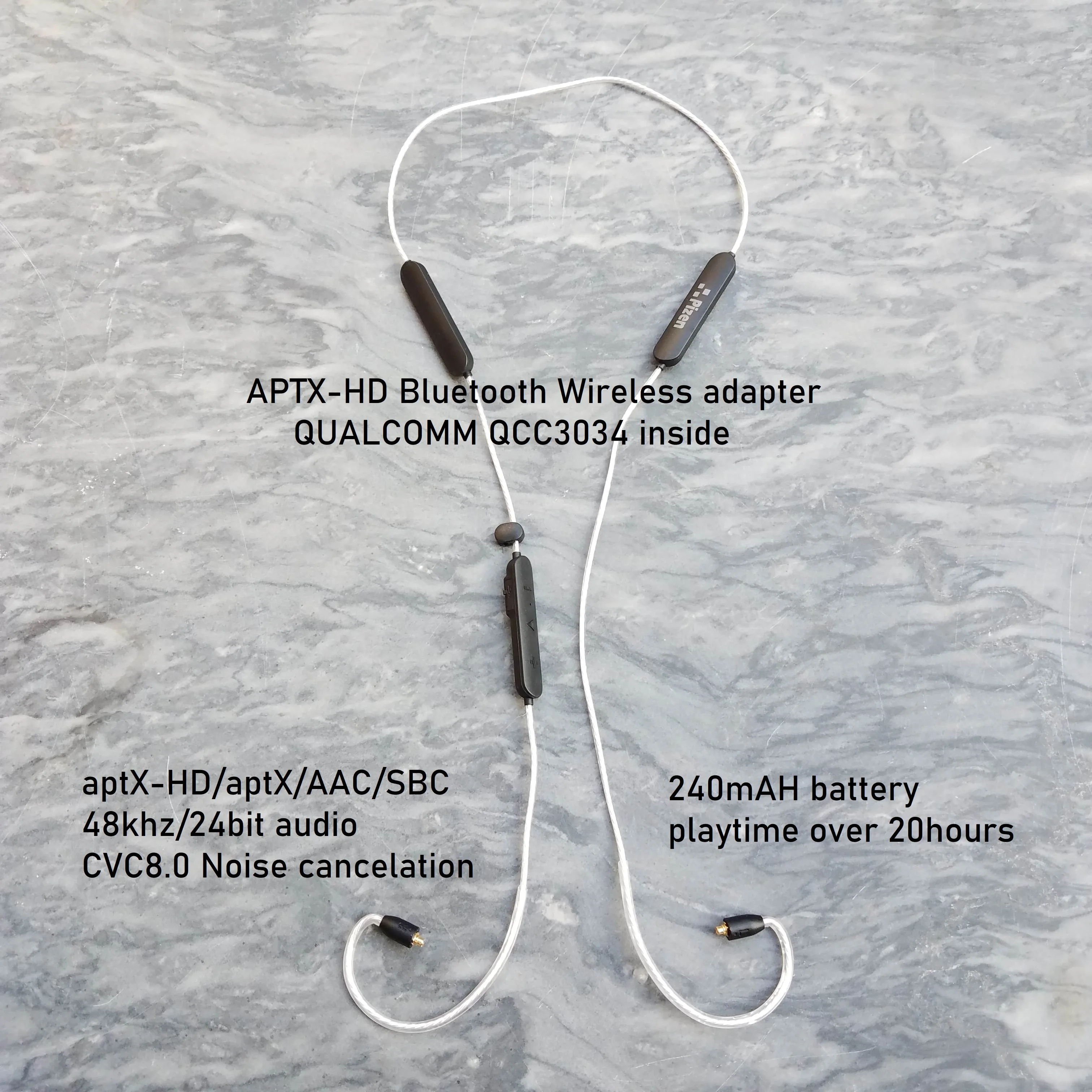 Новая технология 2020 bluetooth беспроводной адаптер aptx HD для Sennheiser ie80 SE846 IM70 IM50 XBA UM18 PRO с