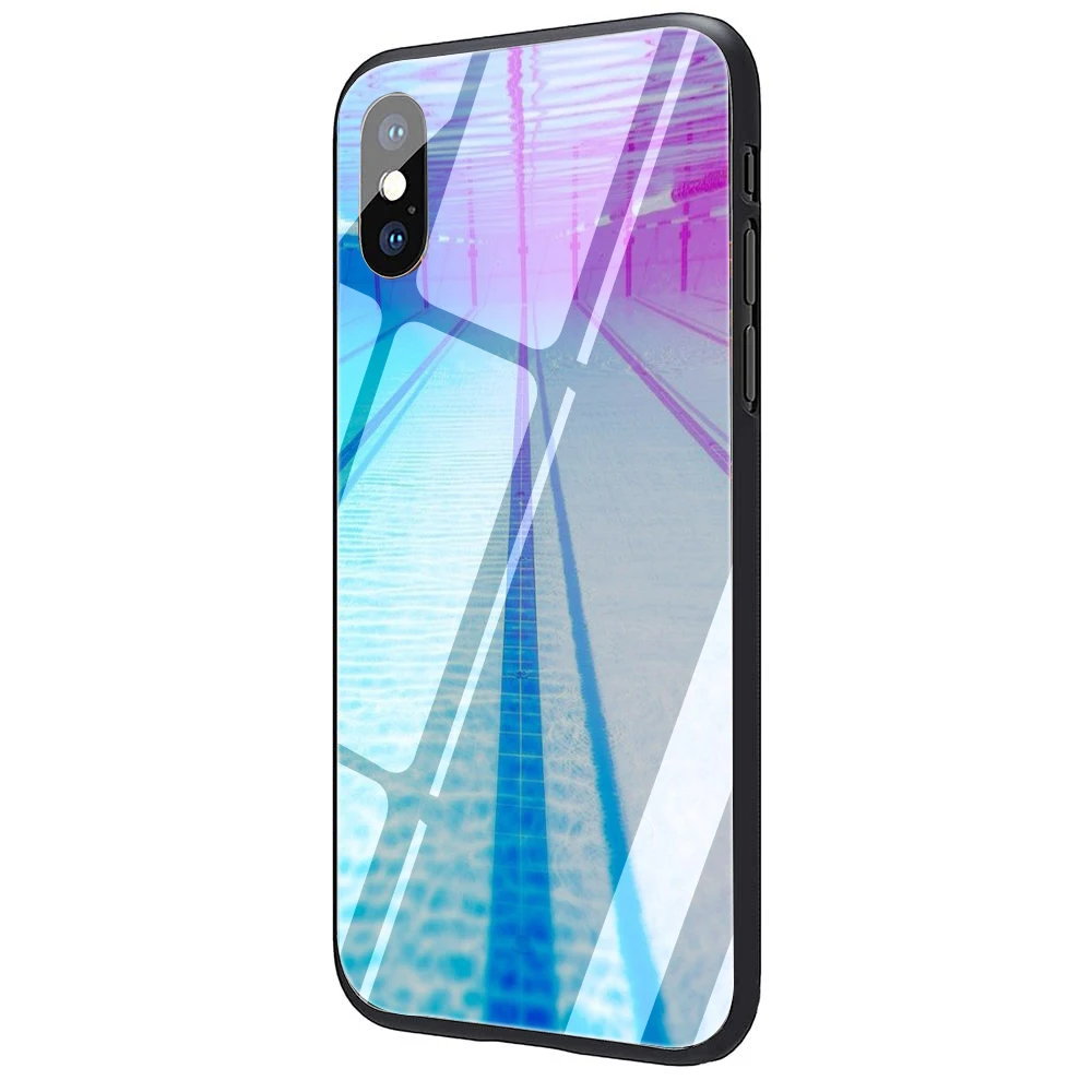 Прекрасный чехол для телефона из закаленного стекла для бассейна iPhone 5 5S 6 6S Plus 7 8 Plus X XS XR 11 Pro Max - Цвет: G10