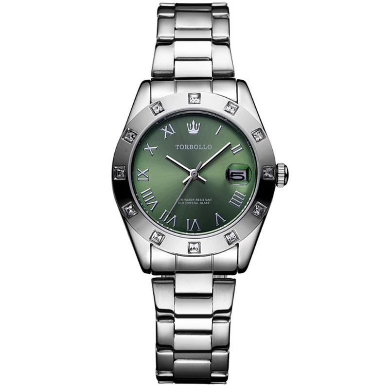 silver green Модные женские часы розового и серебристого цвета из нержавеющей стали водонепроницаемые кварцевые часы женские наручные часы Relogio Feminino - Цвет: silver green