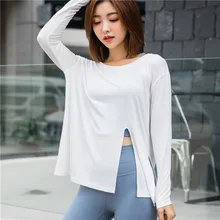 Женская спортивная рубашка для бега и тренировок, топы для йоги, открытый фитнес-тренировочный костюм, свободные и удобные тренировочные Топы