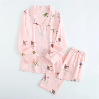 

Cotton Women's Pajamas Suits for Spring and Summer Autumn Multi-color Optional Long-sleeved Loose Style Pyjamas Women
