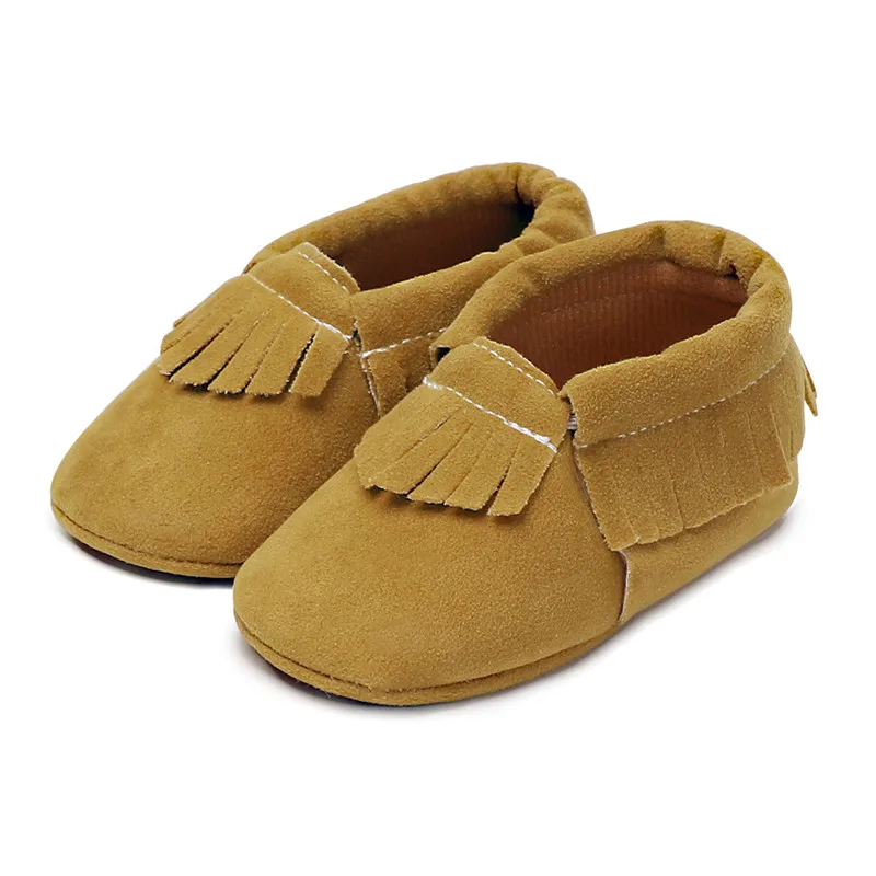 PU Suede Leather Newborn Baby Boy Girl Moccasins Soft Shoes Fringe Soled Non-slip Crib First Walker |