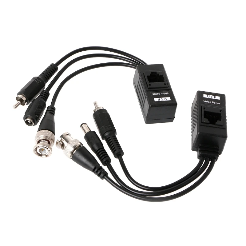 BNC to RJ45 Video Balun with Power Connector 1 Pair, 