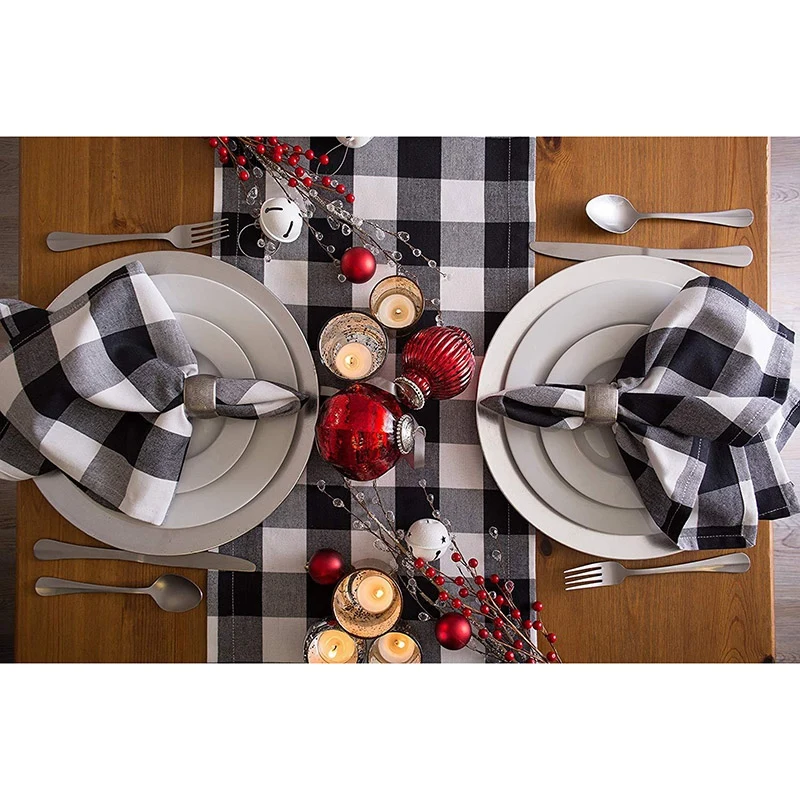 Check Oversized Basic Cloth Napkin for Everyday Place Settings Farmhouse Decor Family Dinners BBQ's and Holidays (20X20-Inch | Дом и сад