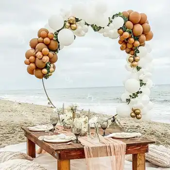 

140pcs Cocoa Balloons Garland Wedding Decorations White Caramel Style Balloon Arch Anniversary Bride To Be Party Decor Supplies
