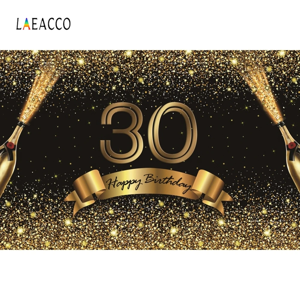 Laeacco Glitters 30 Birthday Champagne Party Deco Photophone Photo Backgrounds Photography Backdrops for Studio Photozone | Электроника