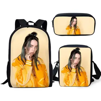 

Famous Women Design Backpack Kids Book-bags Billie Eilish Singer Pattern School Bags 3PC/Set Teenagers Shoulder Book Bag Mochila