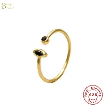 

BOAKO S925 Sterling Silver Ring Jewelry Zircon Open Adjustable Finger Rings Simple Personality Jewellery For Women Female Gift