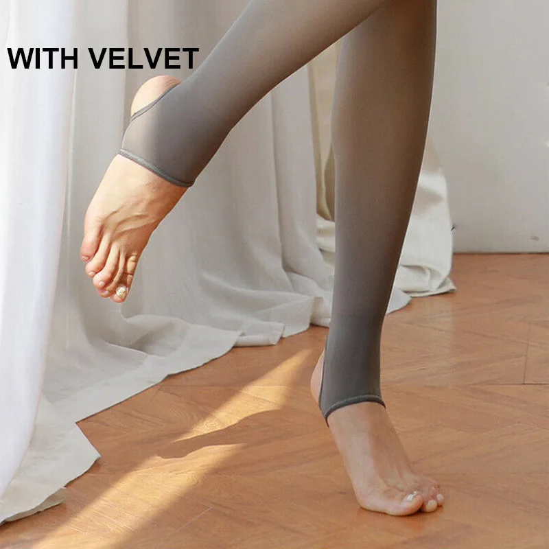 Gray Step Foot350g Полупрозрачные Чулки с имитацией ног; теплые флисовые Колготки; плотные эластичные обтягивающие зимние уличные колготки; ropa mujer; d88 - Цвет: Gray Step Foot350g
