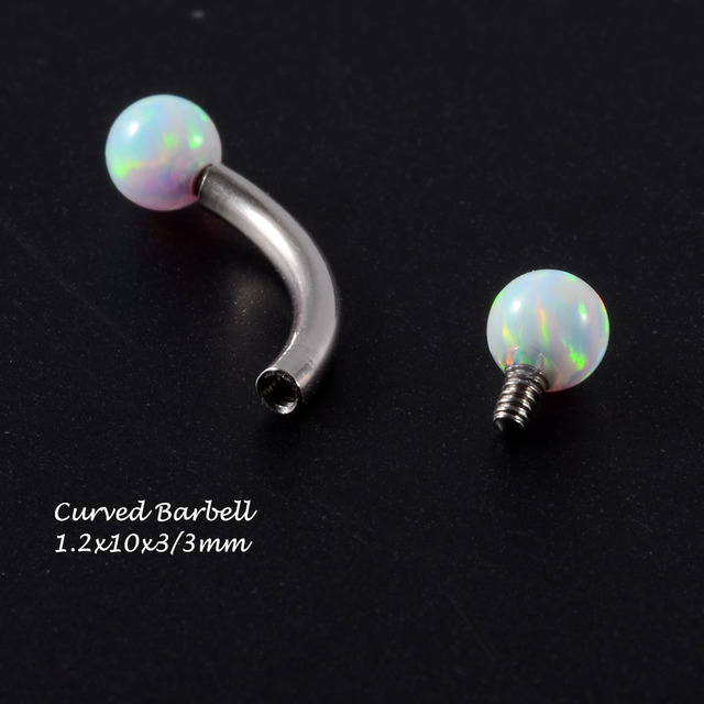 Surgical Steel Opal Stone Nose Stud Septum Clicker Rings Lip Ear Tragus Cartilage Helix Lobe Earrings Piercing Body Jewelry