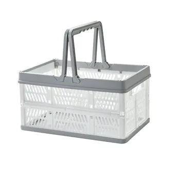 

Shopping Basket Food Fruit Storage With Handles Outdoor Picnic Supermarket Space Saving Mall Home Kitchen Foldable Portable