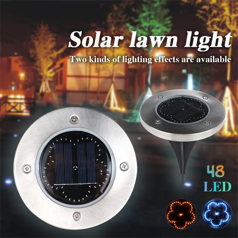 Подвесной светильник с диском, светильник с заземлением, прочный экологичный светильник на солнечных батареях, 48LED IP65, водосточный желоб для домашней безопасности, уличный путь