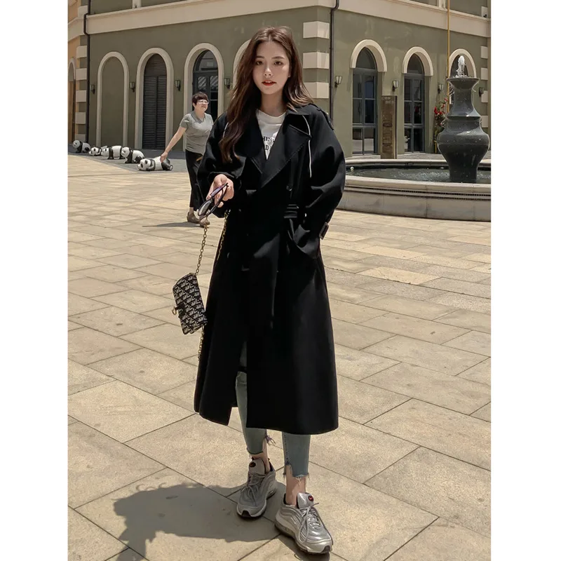 Long Trench Coat For Women 2020 Autumn Over Knee