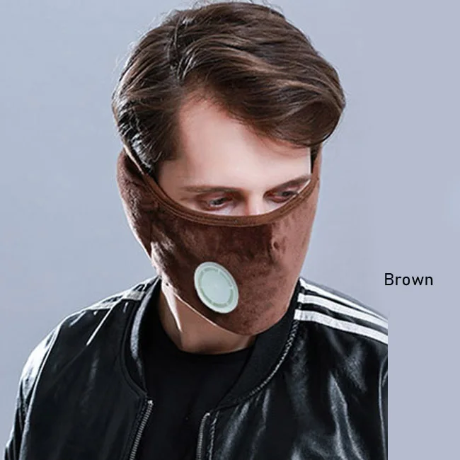 Brown Теплая маска для велоспорта Пылезащитная Анти-туман PM2.5 флисовая полулицевая крышка защита для ушей с фильтром для бега на велосипеде маски для мужчин и женщин - Цвет: Brown