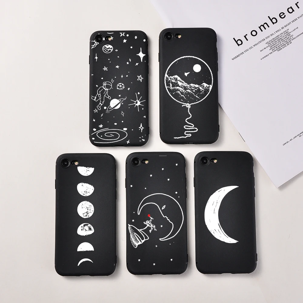 

Black and White Abstract Universe Phone Case For iphone 7 8 6 6s 11 Pro Soft TPU Silicone Cover Coque For iPhone XR X XS MAX