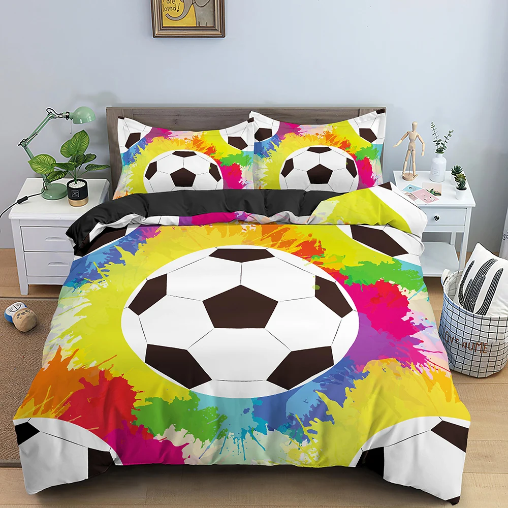 

Colorful 3D Basketball Football Painting Duvet Cover Bedding Set Bed Linen Bedclothes Soft Bed Set Queen/King Size for Kids