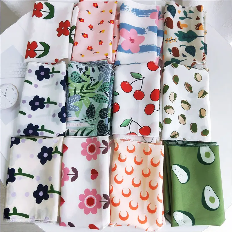 Новинка 2020 шелковые шарфы авокадо цветы Hankie женский модный треугольный шарф