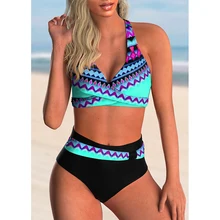 Print High Waist Bikini Sexy Swimsuit Women 2021 Push Up Bathing Suit Bikini Set Plus Size Swimwear Women Beach Swimming Suit