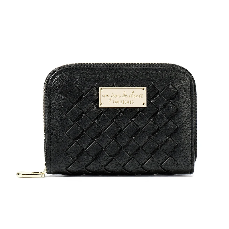 

New Fashion Women Wallet Personlity Weave Zipper Coin Purse Multi-card Position Credit Card Holder Ladies Short Clutch Bag