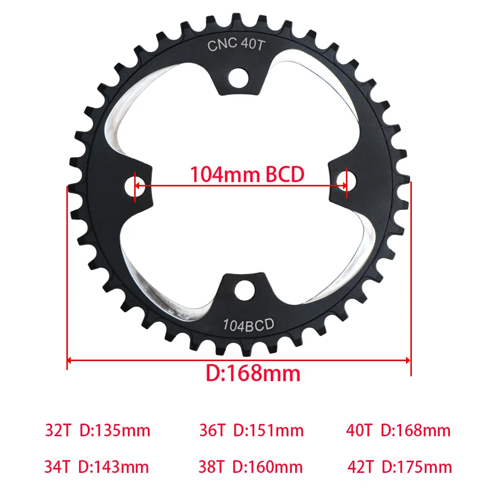 104BCD Bicycle Crank Chainring Round 32T 34T 36T 38T 40T 42T Tooth Plate Narrow Wide ChainWheel 104 BCD MTB Bike Chain ring