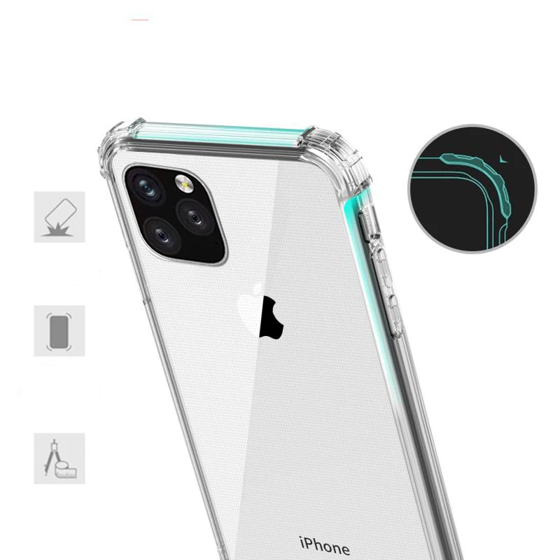 Сверхмощный защитный чехол для iPhone 11 X XS Max Four Corner усиленный силиконовый прозрачный чехол для iPhone XS XR 6 6S 7 8 Plus