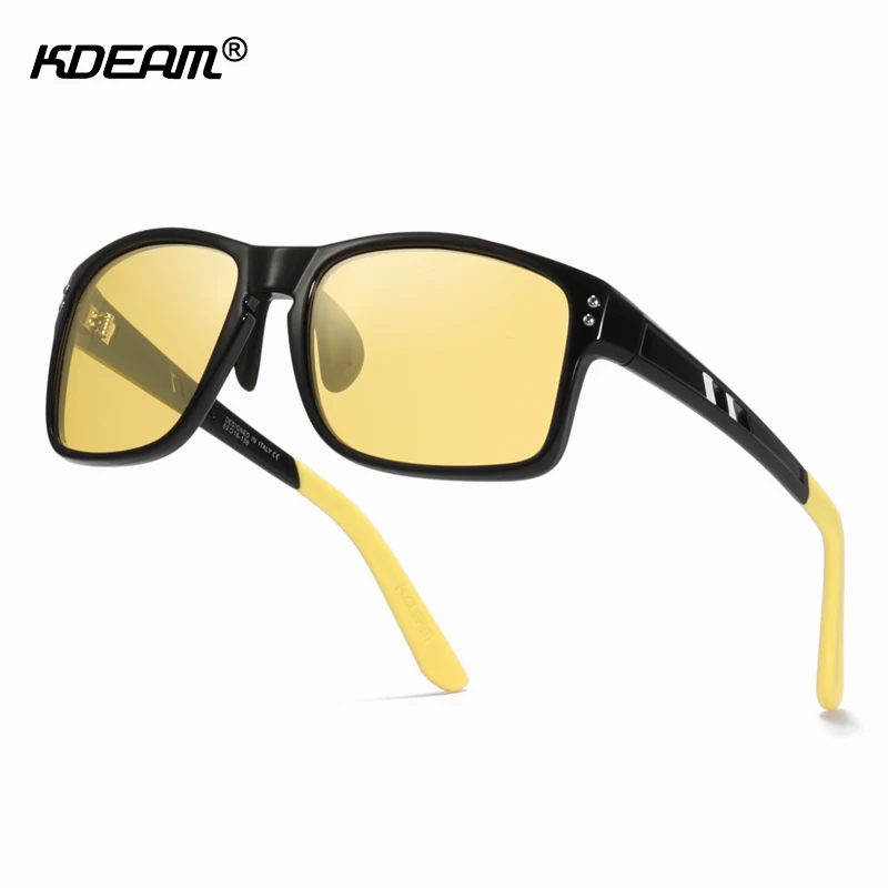 C7 Night vision KDEAM TR90 материал поляризованные солнцезащитные очки мужские спортивные Прямоугольная оправа солнцезащитные очки для вождения женские oculos de sol XL Размер KD524 - Цвет линз: C7 Night vision