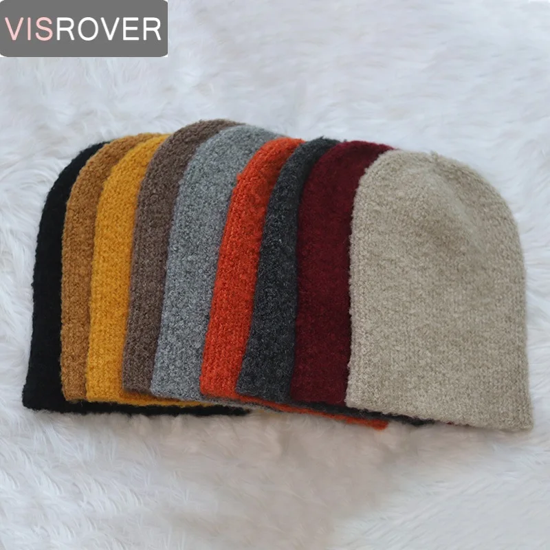 VISROVER, 9 цветов, новинка, зимняя шапка унисекс, однотонный, Шерсть альпака, шапочки из кашемира для женщин и мужчин, теплая шапка