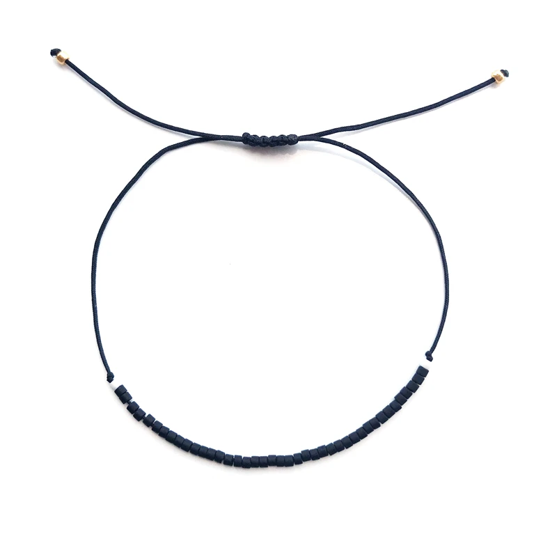 Простые Миюки бусы браслет Pulseras ручной работы черно белое стекло хрустальные браслеты браслет для Женская веревочная цепочка Любовь ювелирные изделия
