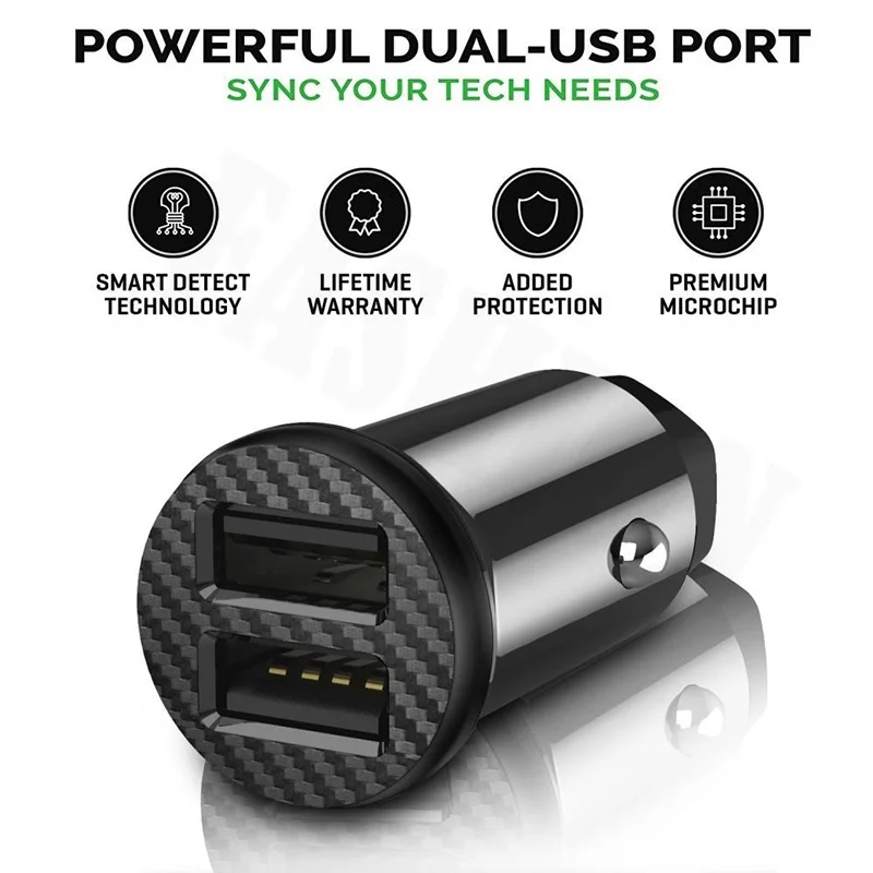 Мини-usb зарядное устройство для авто с контрастным Зарядное устройство с 2 портами USB Зарядное устройство для быстрой зарядки мобильного телефона универсальный с высокой пропускной способностью автомобильный адаптер