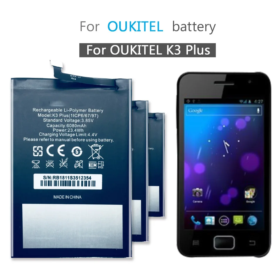 6080 мАч для OUKITEL K3 Plus запасная батарея для мобильного телефона+ бесплатный инструмент